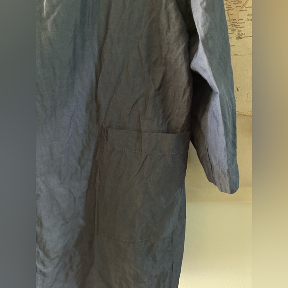 Eileen Fisher Jacket Organic Denim Cotton Metallic Thread Coat Size XL Oversized - Picture 9 of 13